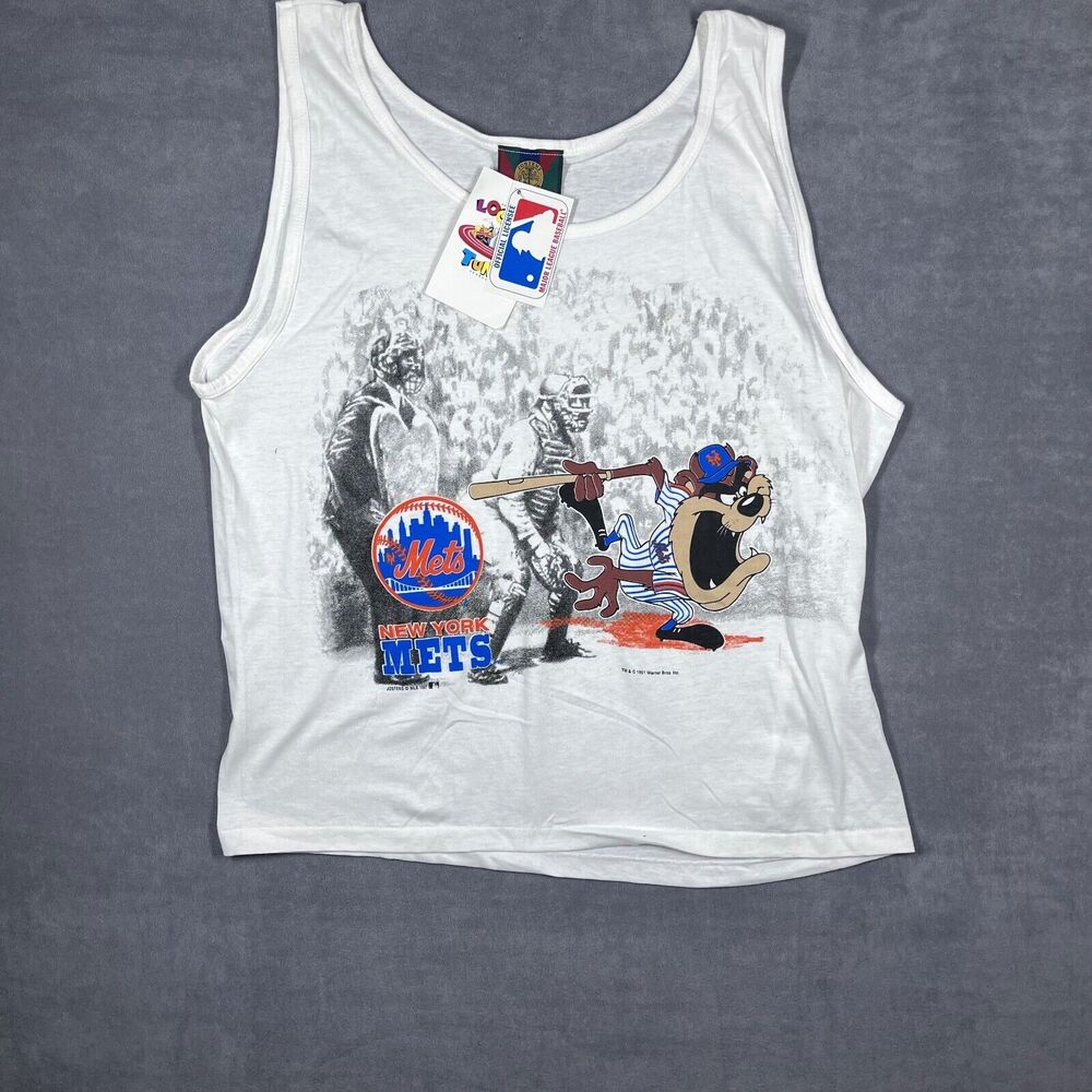Vintage Looney Tunes Merrie Melodies Tank Top Men's XL White Logo New York Mets